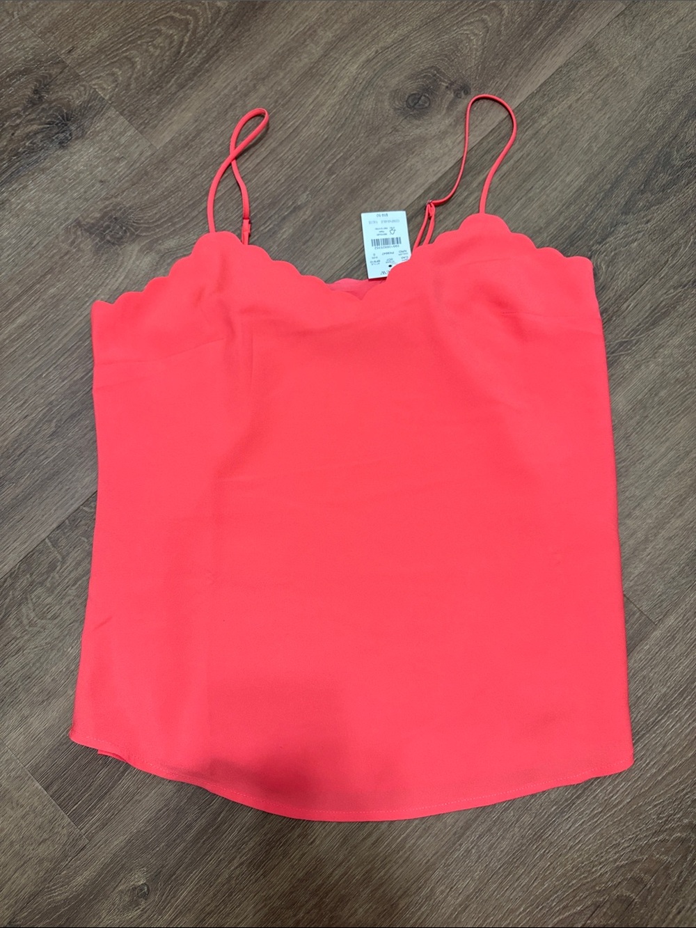 NWT J Crew Neon Coral Pink Scalloped Tank Top Size 0 Lined